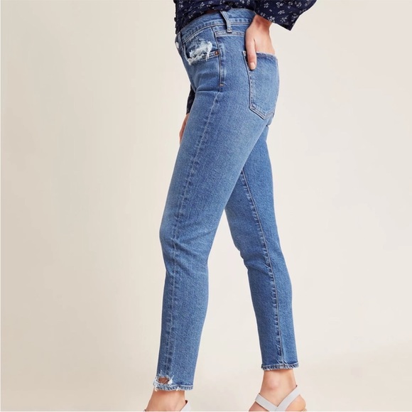 AGOLDE Toni High-Rise Slim Distressed Jeans, Size 28 - Picture 3 of 5